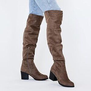 Journee Collection Women's Sana Block Heel Over The Knee Boots